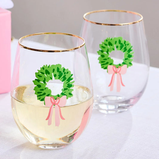Mary Square Stemless Wine Glass - Rosy Wreaths