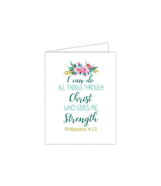 Standing on the Word Notecard Flowers with verse: Philippians 4:13 I can do
