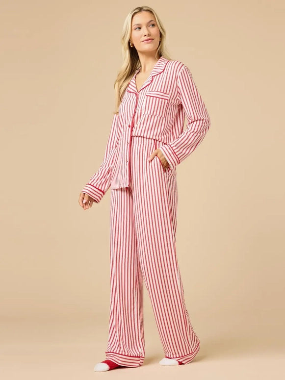 Softies Women's Traditional Christmas Collar Pajama Set