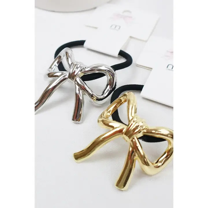 Love and Repeat Metal Bow Ponytail Holder