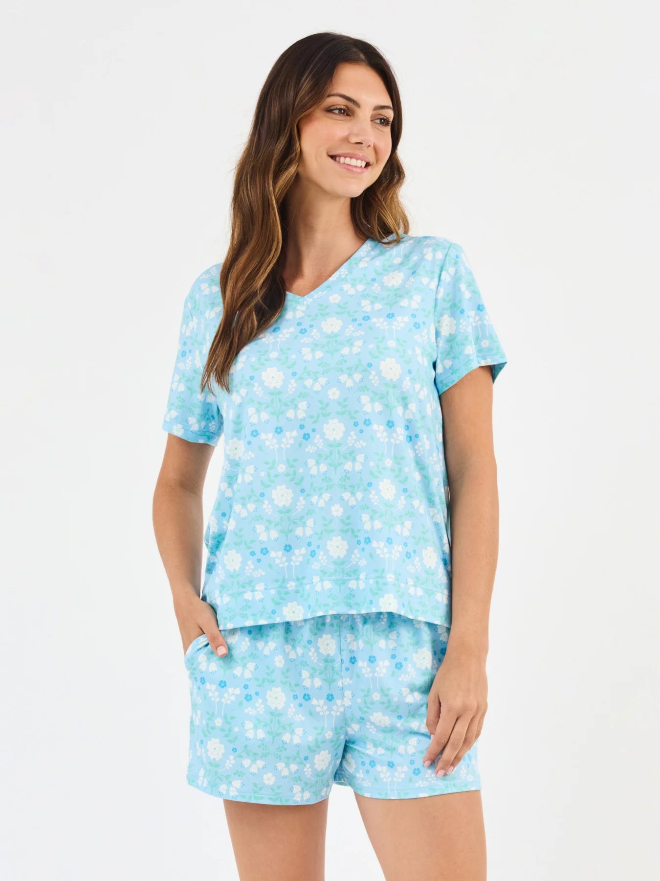 MARY SQUARE Short Set Alli Quiet Blossom- Blue