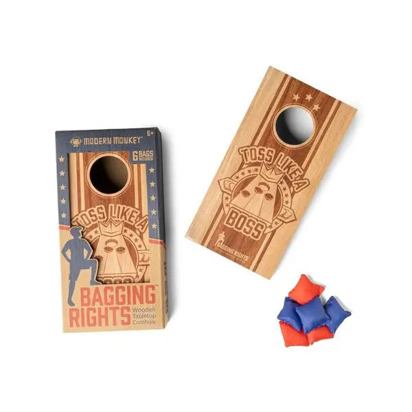 Modern Monkey Bagging Rights Wooden Tabletop Cornhole