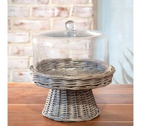 pD HOME 10.6" GLASS CAKE DOME WILLOW BASE
