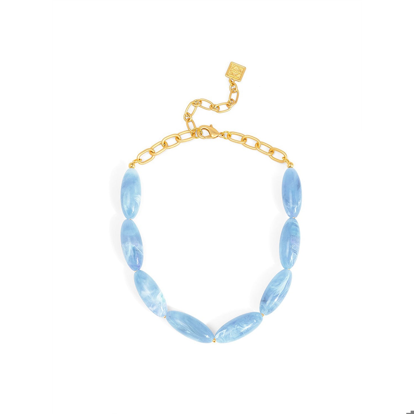 ZENZII Glossy Resin Collar Necklace-Light Blue