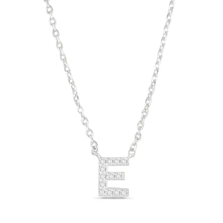 Amanda Blu Silver Cz Initial Necklace - E