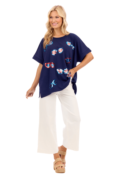 MUD PIE AMERICANA SPARKLE TOP-BLUE