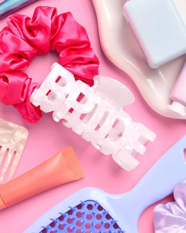 Bride Word Claw Clip | White Marble