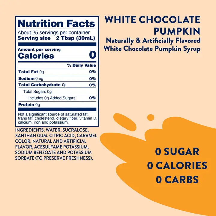 Jordan's Skinny Mixes Sugar Free White Chocolate Pumpkin Syrup