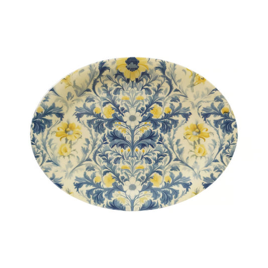 HAZEL MAZEL Stoneware Platter W Botanical Design