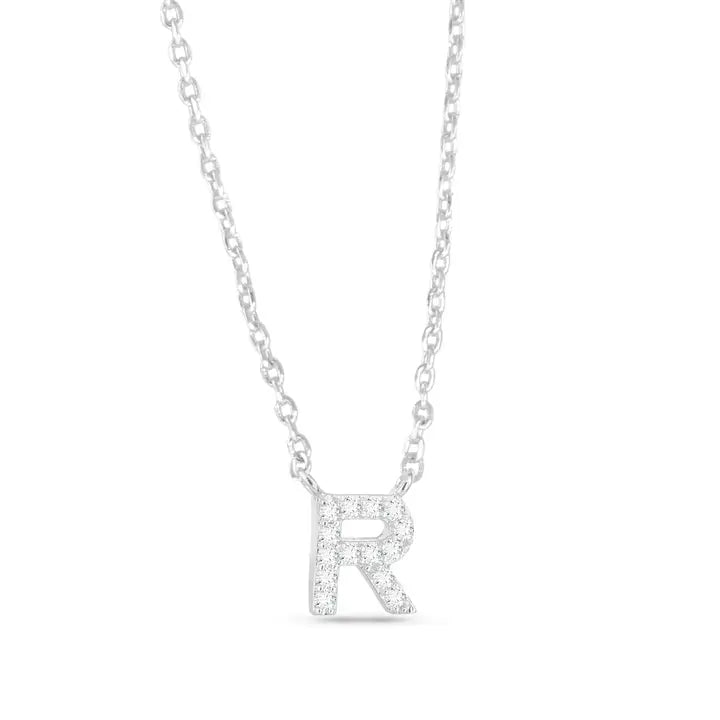 Amanda Blu Silver Cz Initial Necklace - R