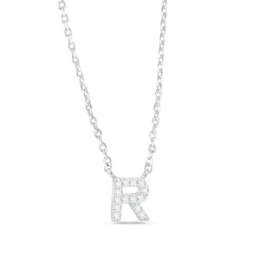 Amanda Blu Silver Cz Initial Necklace - R