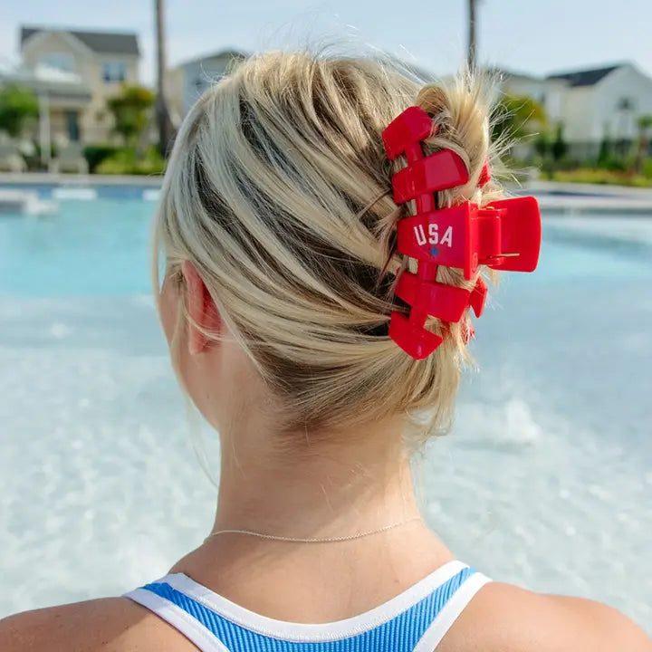 Teleties Classic Hair Clip | Large | USA Red