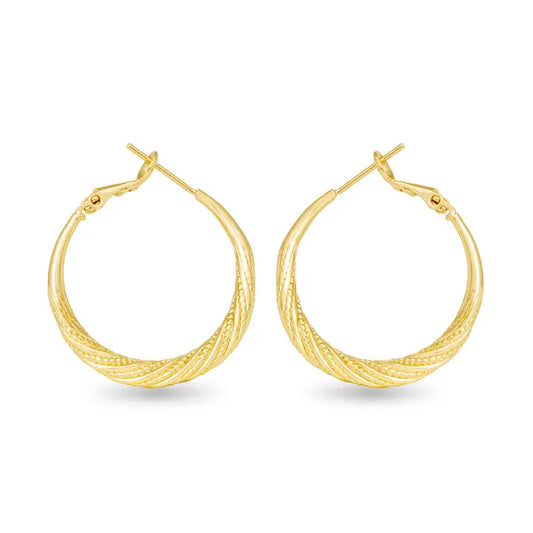 Amanda Ivy Textured Twisted Hoop Gold