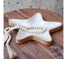 pD HOME SCALLOP PATTERN WOOD STARFISH PLATE