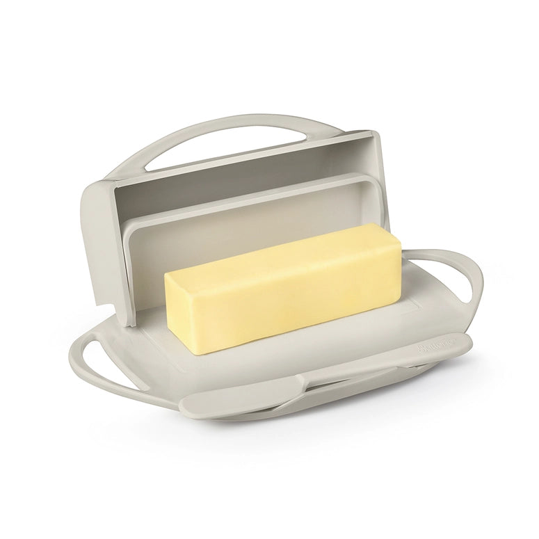 Butterie Countertop Flip-Top Butter Dish w/ Matching Spreader - Ivory