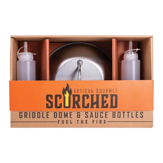 Mad Man Scorched Griddle Dome & Sauce Bottles | Men's Grilling Kit