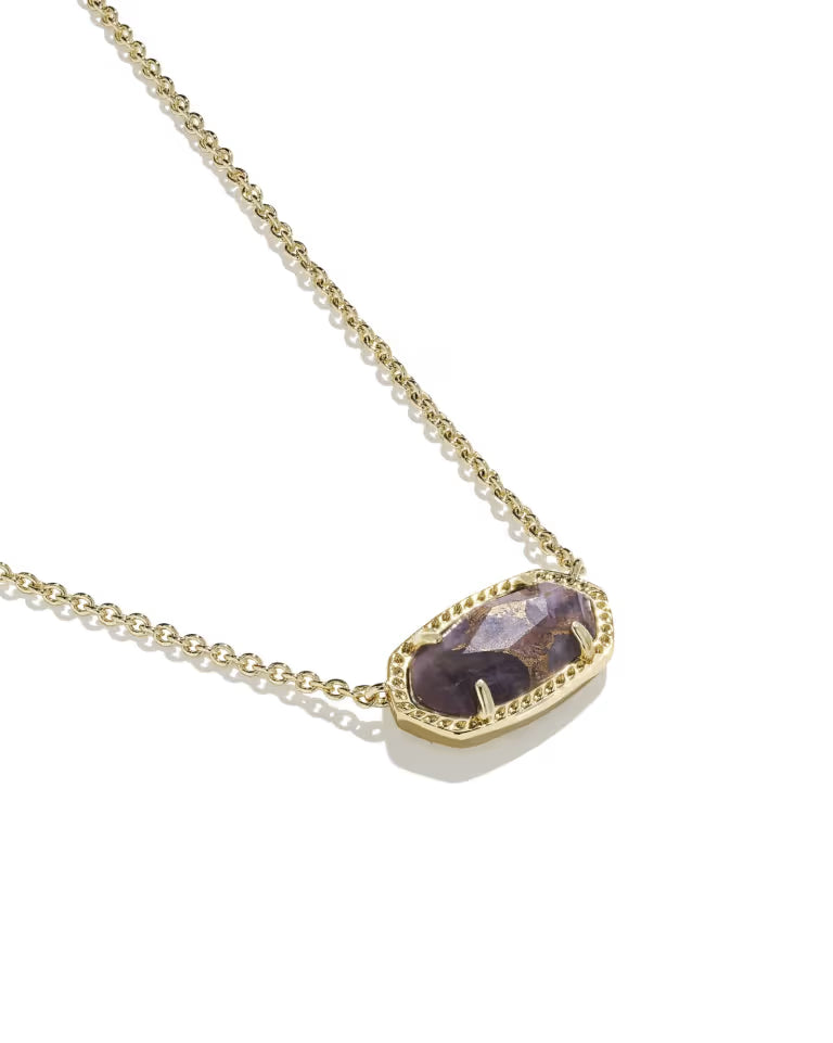 KENDRA SCOTT ELISA PENDANT NECKLACE GOLD BRONZE VEINED PURPLE AMETHYST
