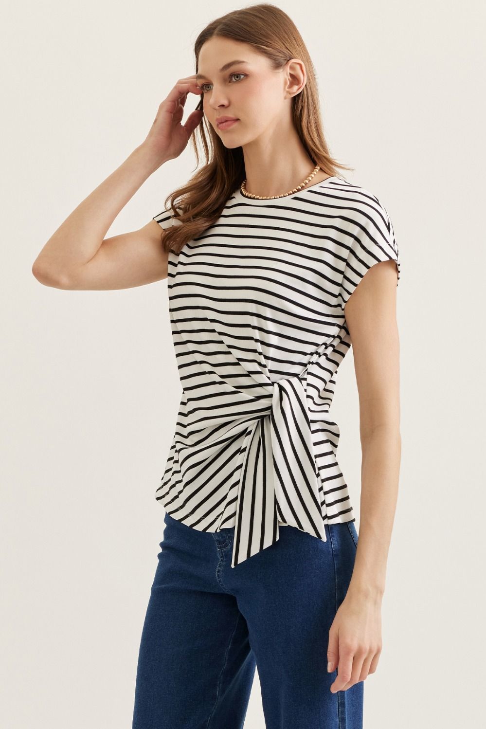 Entro Striped Cap Sleeve Top