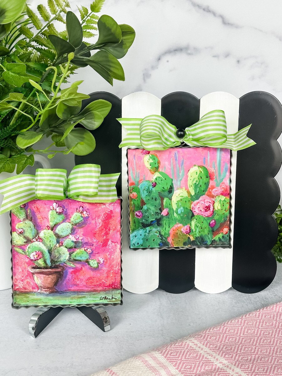 The Round Top Collection Mini Art Pink Potted Cactus