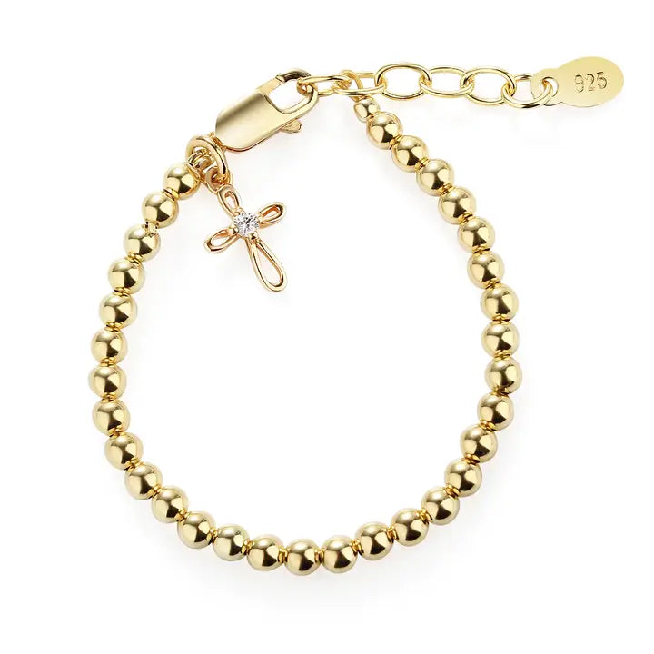 Cherished Moments Kids 14K Gold-Plated Cross Bracelet Baby Girl Baptism Gift