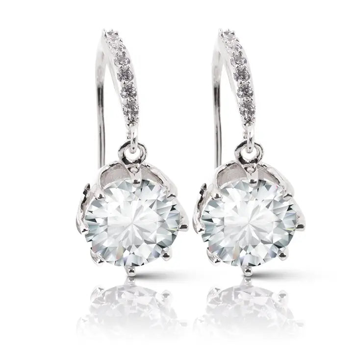 Amanda Blu Cz Round-Cut Drop with Channel-Set Ear Hook - Silver