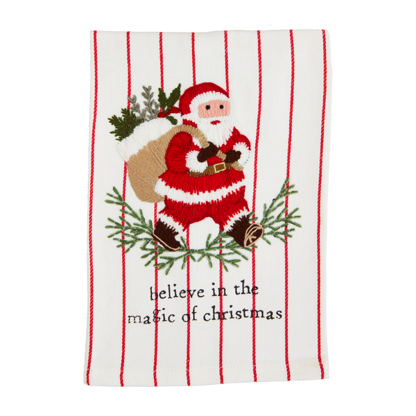 MUD PIE SANTA CLASSIC CHRISTMAS EMBROIDERED TOWEL