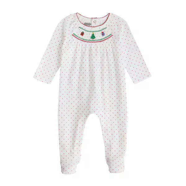 MUD PIE CHRISTMAS SMOCKED BABY SLEEPER