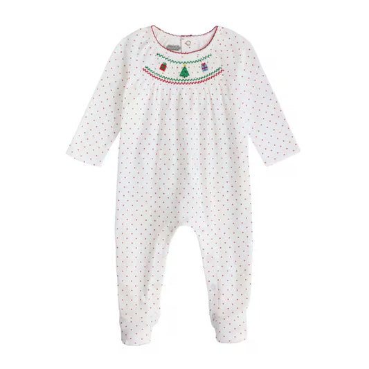 MUD PIE CHRISTMAS SMOCKED BABY SLEEPER