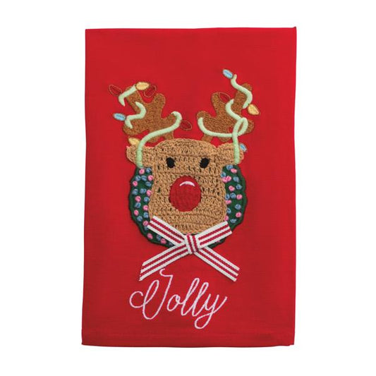 MUD PIE CROCHET REINDEER TOWEL
