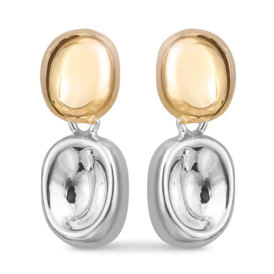 Amanda Blu Eden Mini Drop Two Tone Stud Gold and Silver