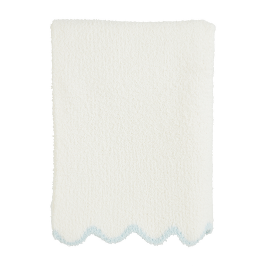 MUD PIE BLUE SCALLOP CHENILLE BLANKET