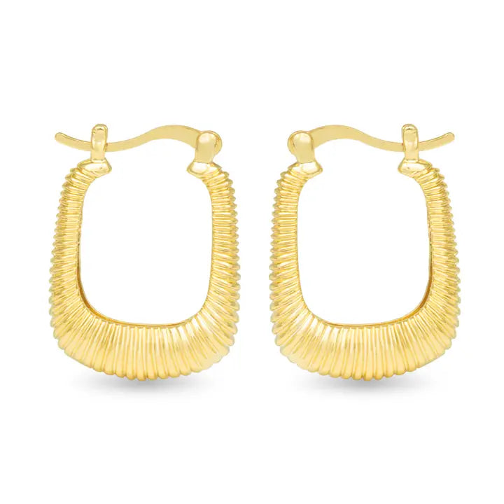 Amanda Blu Angelina Polished Ribbed Square Hoop Gold