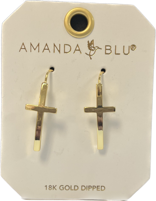Amanda Blu Gold Maria Polished Cross Drops