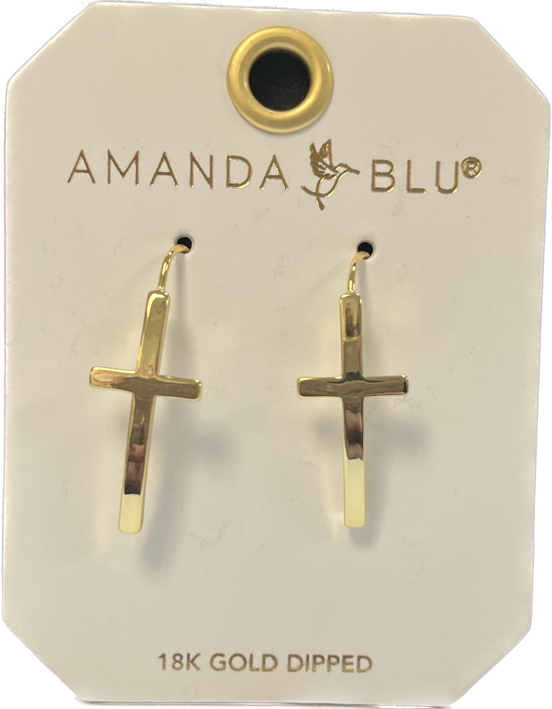 Amanda Blu Gold Maria Polished Cross Drops