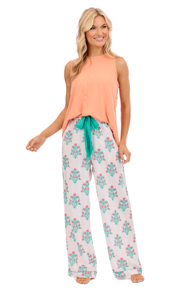 MUD PIE DAHLIA BLOCK PRINT PAJAMA PANTS