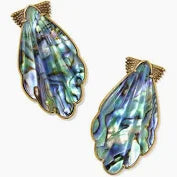 KENDRA SCOTT ALEXA STATEMENT EARRINGS VINTAGE GOLD ABALONE