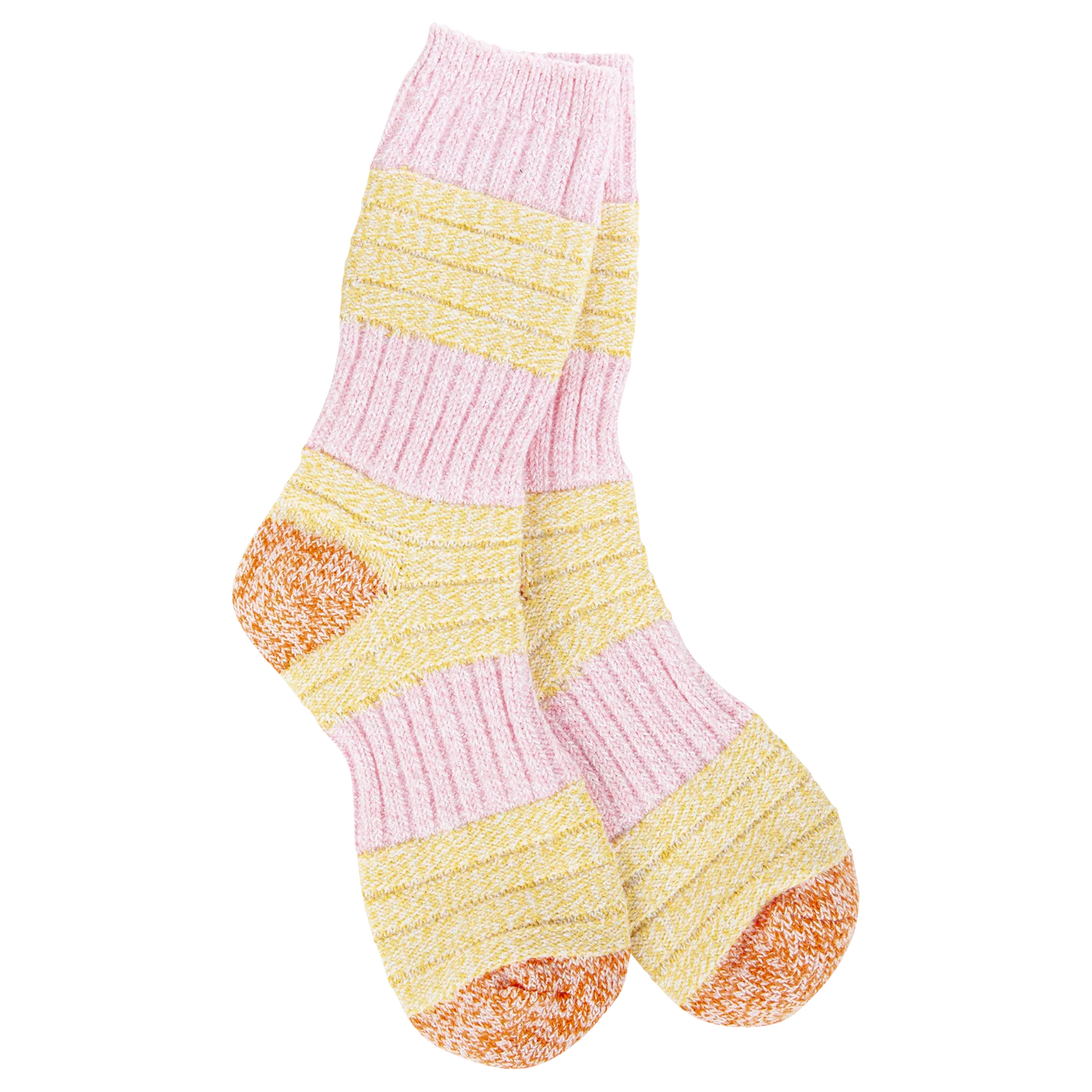 World's Softest Socks Weekend Patch Crew-Pink/Honey