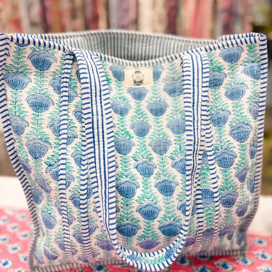 Heart of Grace Ocean Blooms | Regular Quilted Tote Bag