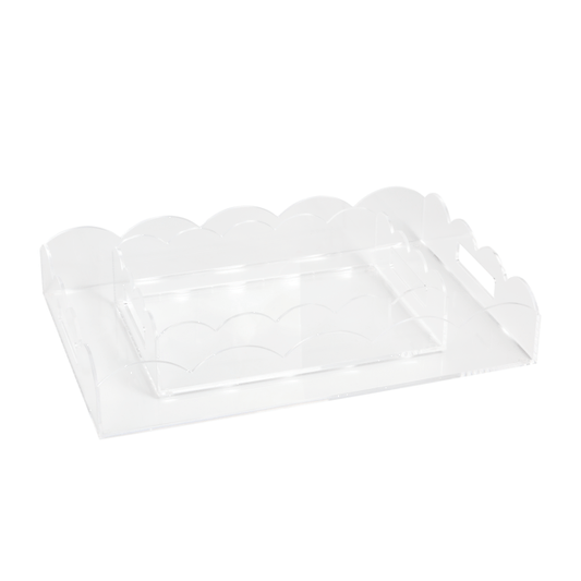 MUD PIE LUCITE SCALLOPED TRAYS