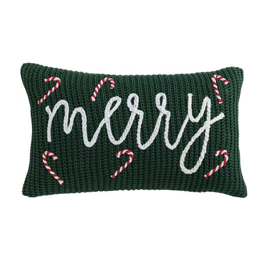 MUD PIE GREEN CHRISTMAS CHUNKY KNIT PILLOW