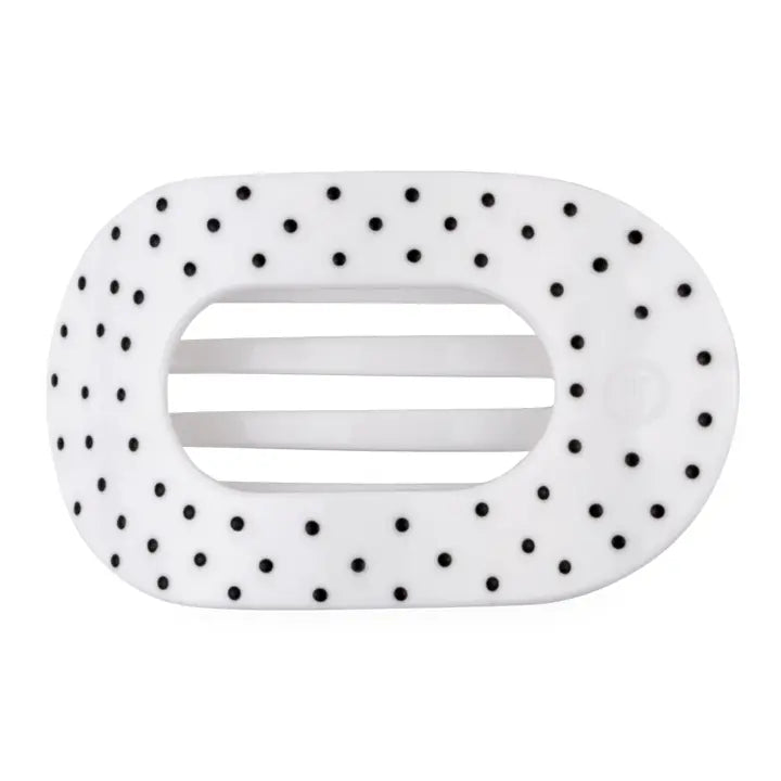 Teleties Flat Round | White Polka Dot Party | Medium Hair Clip