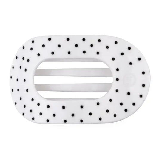 Teleties Flat Round | White Polka Dot Party | Medium Hair Clip