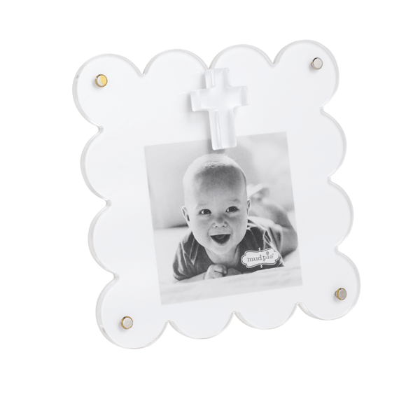 MUD PIE WHITE ACRYLIC CROSS FRAME