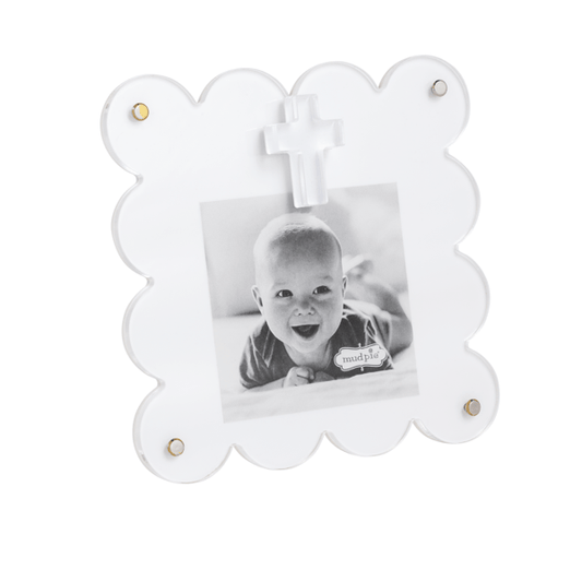 MUD PIE WHITE ACRYLIC CROSS FRAME