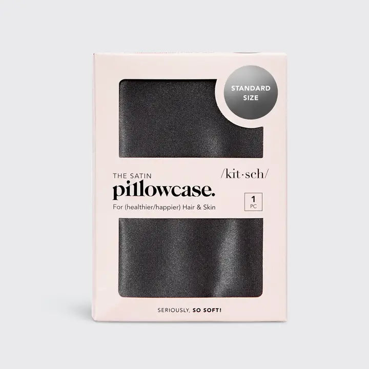 Kitsch Satin Pillowcase Standard - Charcoal