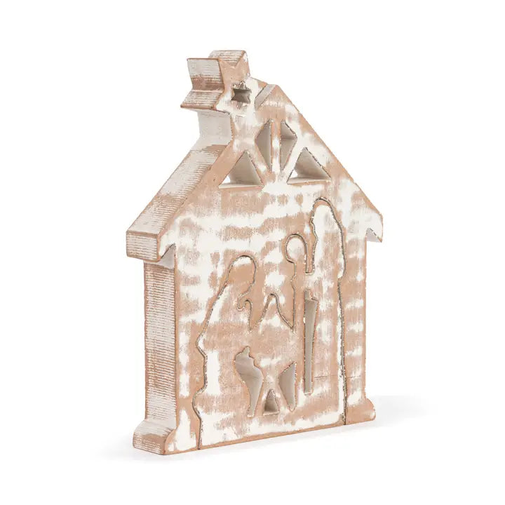 Demdaco Whitewashed Wood 2-Piece Nativity