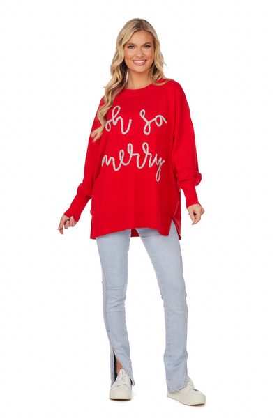 MUD PIE HOLIDAY SPARKLE SWEATER-RED