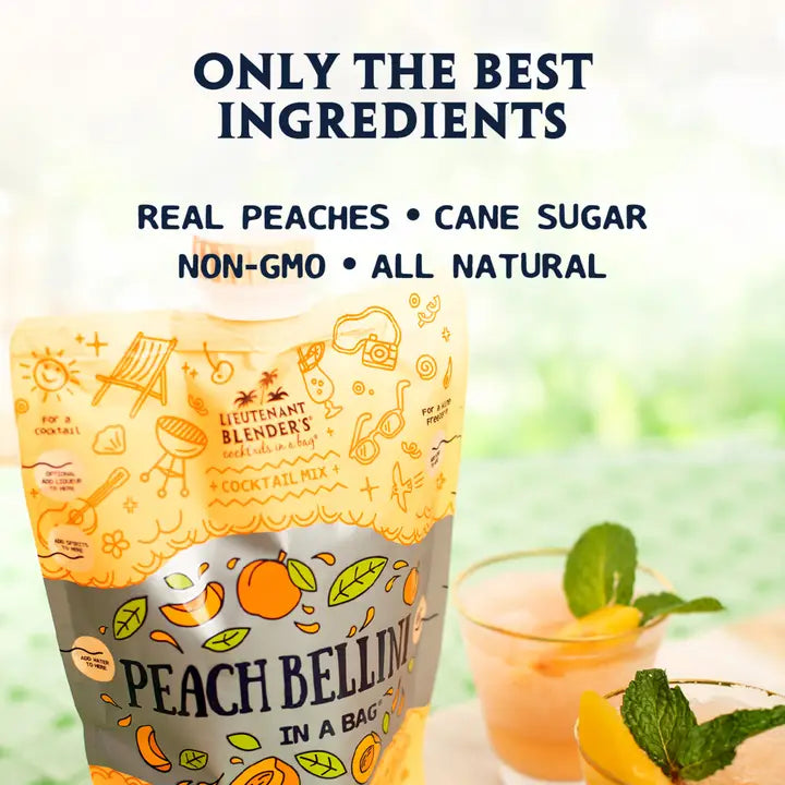 Lieutenant Blender's Peach Bellini in A Bag® Cocktail / Mocktail Slushie Mixer