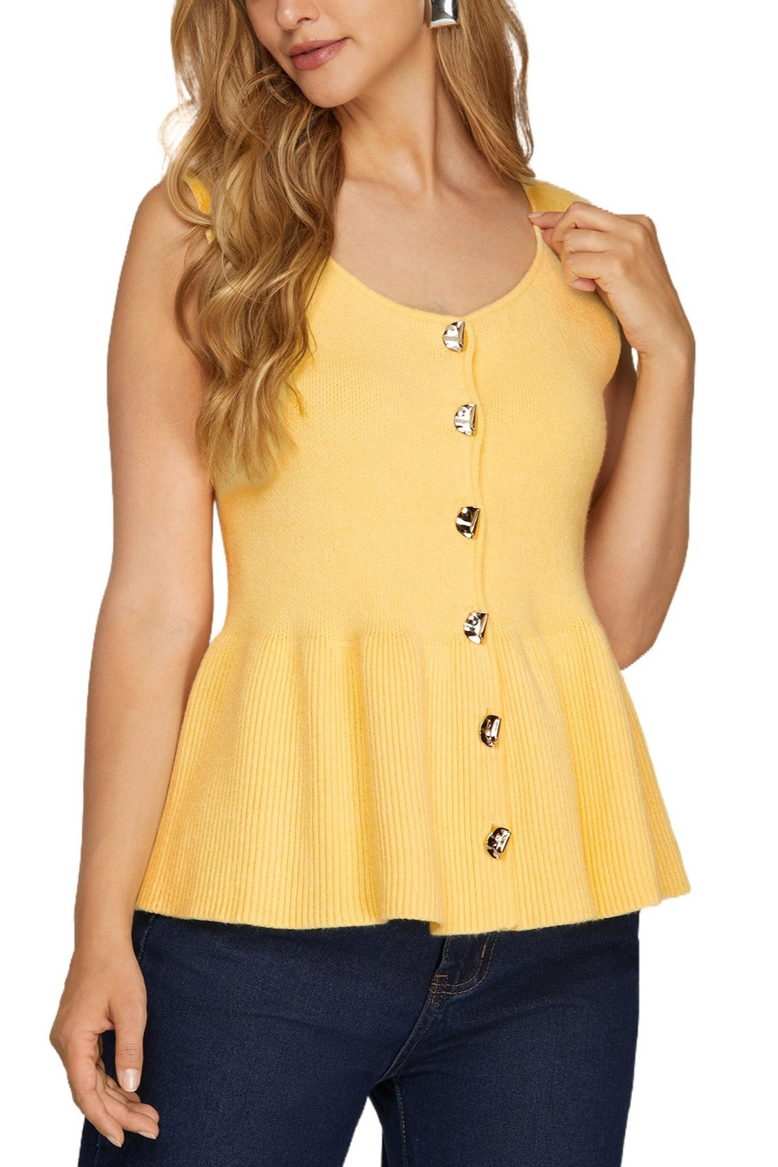 She + Sky Peplum Knit Sweater Top