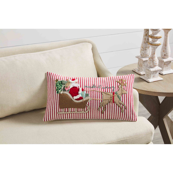 MUD PIE SLEIGH EMBROIDERED PILLOW